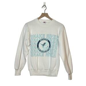 Vintage 80s Gopher Activewear Sweatshirt Size S White Snake River Bear Crewneck